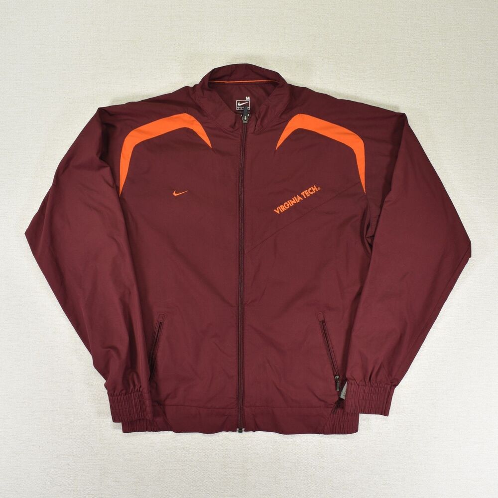 Nike Virginia Tech Hokies Full Zip Windbreaker Jacket Womens M Maroon Orange